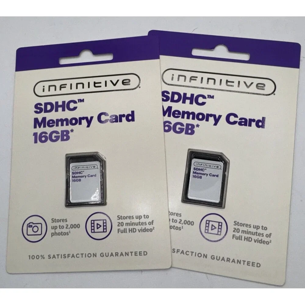Lot of 2 Infinitive SDHC Memory Card 16 GB For Cameras PCs And Mac Computers New